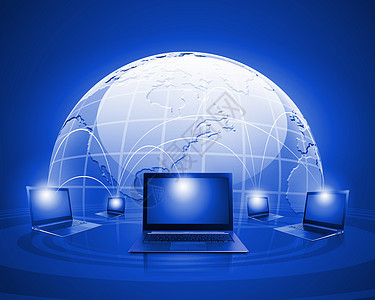 網絡筆記本電腦的世界背景聯系與合作